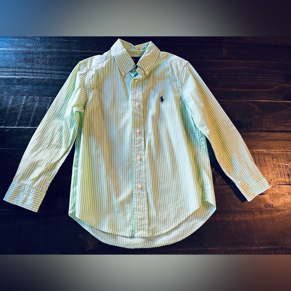 Ralph Lauren Striped Poplin Boys Shirt Size 5